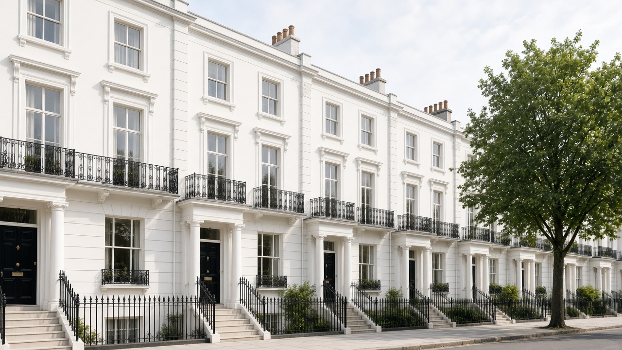 White terraced homes in London
